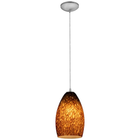 Access Lighting Champagne, LED Pendant, Brushed Steel Finish, Brown Stone Glass 28012-3C-BS/BRST