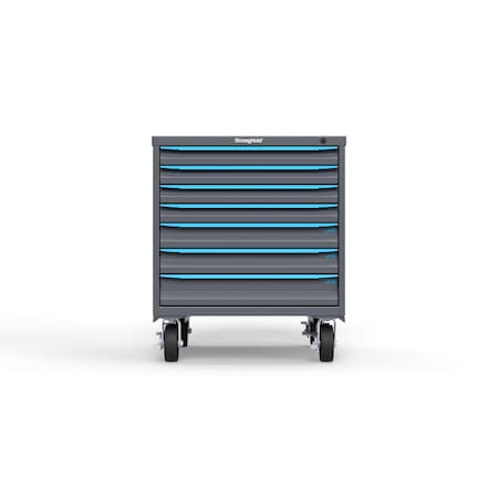 Strong Hold 7 drawer cabinet - (4x 2in, 2x 3in, 1x 4in) - Blue accents - Keyed Different S3036-PCDAS-0702FS