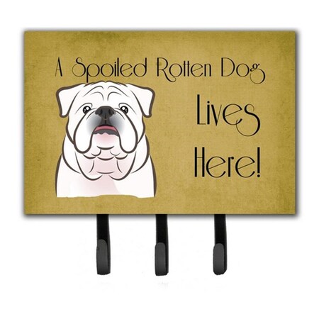Carolines Treasures White English Bulldog Spoiled Dog Lives Here Leash and Key Holder BB1468TH68