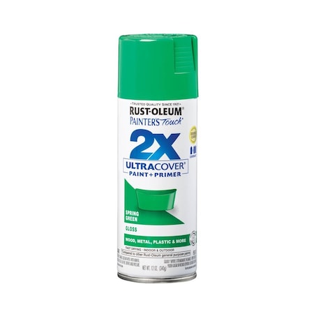 Rust-Oleum Spray Paint, Spring Green, Gloss, Solvent, 12 Oz 334055