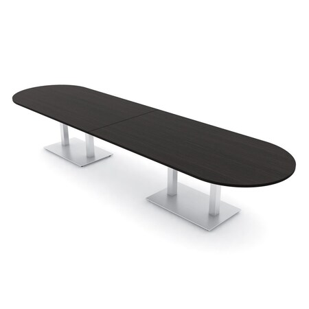 Skutchi Designs Racetrack Conference Table With Power, 48 in W, 168 in L, Black HAR-RAC-48X168-DOU-U999ST19-NA