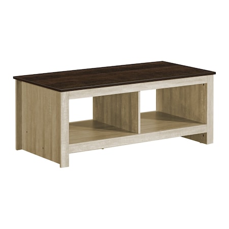 Monarch Specialties Coffee Table, 44-in. l, Storage, Rectangular, Beige Oak Laminate, Dark Brown Oak Laminate I 2508