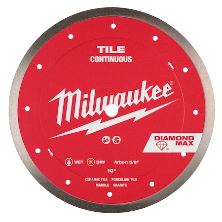 Milwaukee Tool 10" DIAMOND MAX Continuous, Tile Diamond Blade 49-93-9210