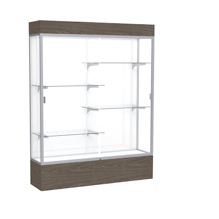 Ghent Lighted Floor Display Case 60x80x16, White, Satin 2175WB-SN-WV