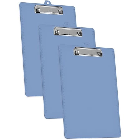 Acrimet 3 Pack Clipboard Letter Size Low Profile Clip & Side Rulers, Durable Plastic, Solid Blue, 3PK 134.AO