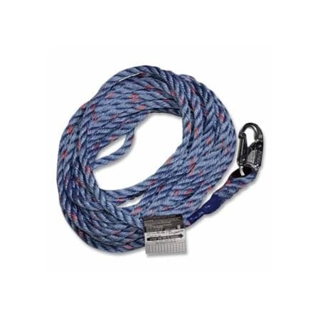 Miller 195R Series Rope Lifeline, Nylon, 75 ft L, 2 Thimbles, 5/8 in dia, 1 Leg 493-195R-2/75FTWH