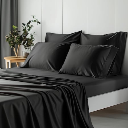 Simple Deluxe YSSOA Queen Bed Sheet Set-Cooling Breathable and Super Soft 4 Piece Bedding Sheets and Pillowcases 3A37HKBSHEQUEEN4BLK