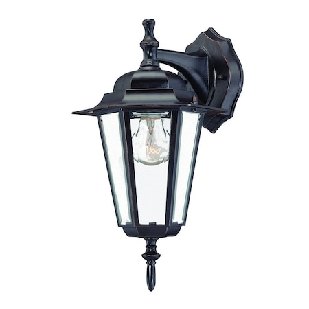 Homeroots Antique Bronze Glass Hanging Lantern Wall Light 398619