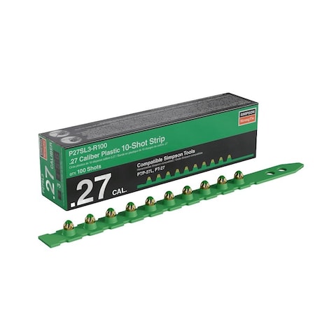 Simpson Strong-Tie Strip Load, 0.27 Caliber, Power Level: 3, Green Code, 10-Load, 100PK P27SL3-R100
