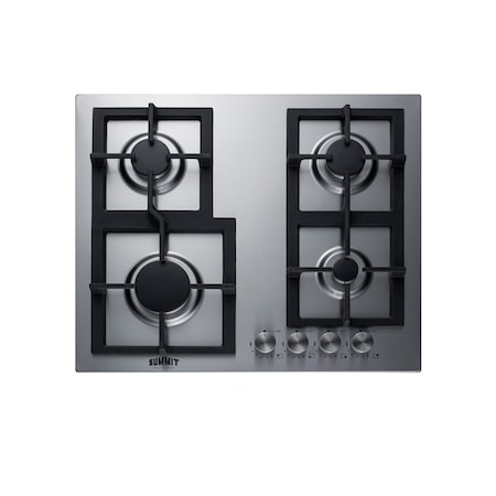 Summit 24" Wide 4-Burner Gas Cooktop In Stainless Steel GCJ4SS