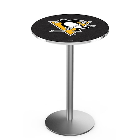 Holland Bar Stool Co 42" Stainless Steel Pittsburgh Penguins Pub Table, 36" dia. Top L214S4236PitPen