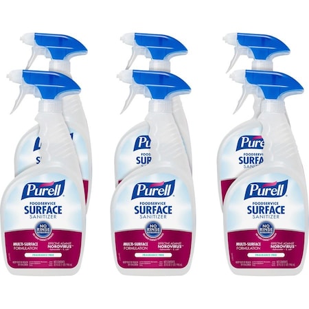 Purell Foodservice Surface Sanitizer, Trigger Spray Bottle, 32 oz Container Size, Ready to Use, 6 PK 3341-06