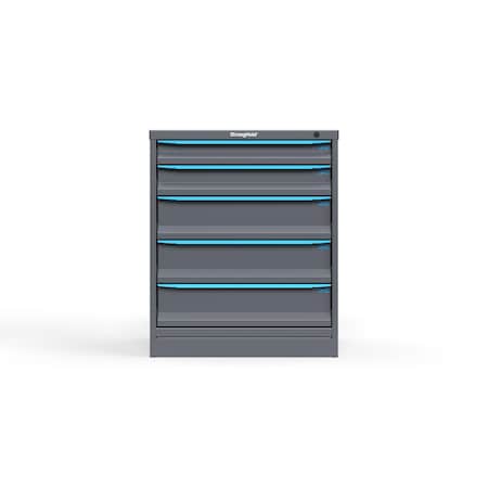 Strong Hold 5 drawer cabinet - (1x 3ft, 1x 4ft, 3x 6ft) - Blue accents - Keyed Alike S3036-PPAAS-0504FS