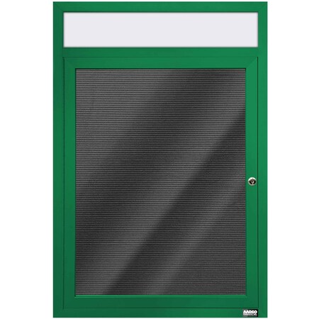 Aarco Enclosed Letter Board Directory w/ Powder Coated Green Aluminum Frame and Header, 36''Hx24''W, 1 Door ADC3624HG