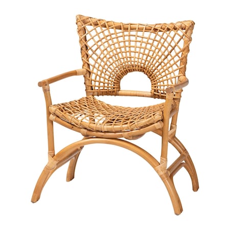 Bali & Pari Mamba Bohemian Natural Rattan Arm Chair 248-13695-ZORO