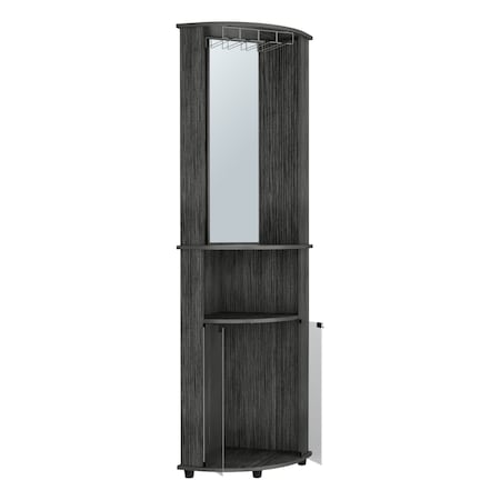 Homeroots 75" Smoky Black Wood Corner Bar Cabinet With Two Doors 546433