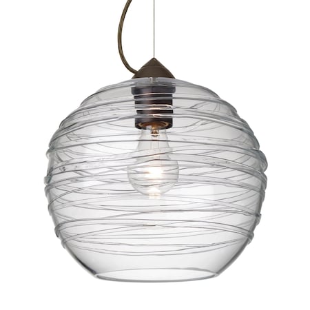 Besa Lighting Wave 10 Cord Pendant, Clear, Bronze Finish, 1x60W Incandescent 1KX-462761-BR