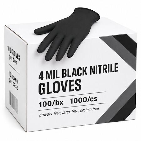 Approved Vendor 4Mil Black Nitrile Gloves LARGE, 1000PK BPBLK4MILBNitrileLC