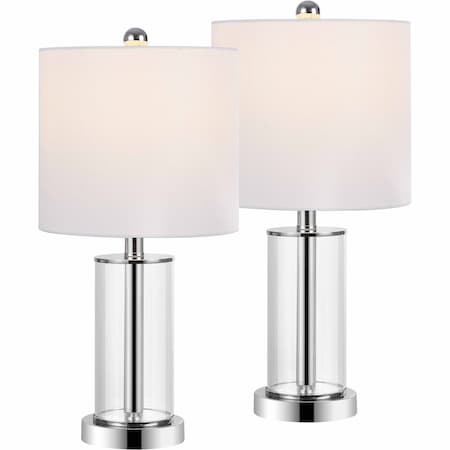 Jonathan Y Amner 20.5" Glass Modern Contemporary Fillable Glass LED Table Lamp, Chrome, 2PK JYL8508C-SET2