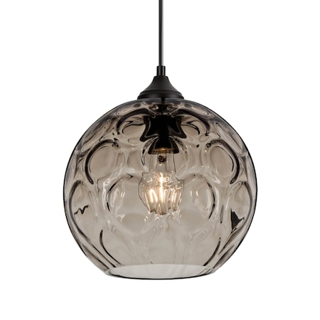 Besa Lighting Besa Bombay Pendant, Smoke, Black Finish, 1x 60W MAX E26 Base OP-BOMYSM-BK
