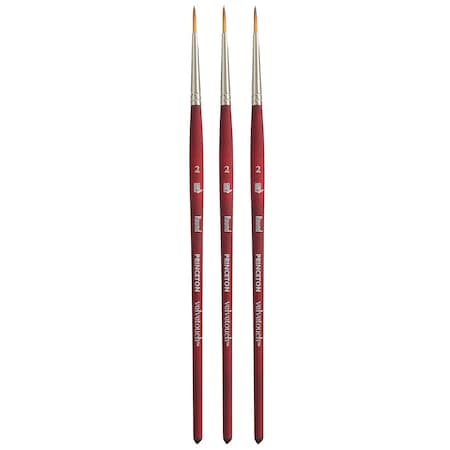 Princeton Velvetouch Round Brush, Synthetic Bristles, Short Handle Mixed Media Paintbrush, Size 2, 3PK P3950R2