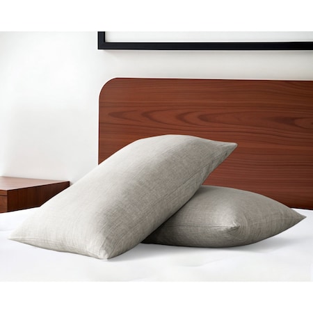 Homeroots Set of Two Light Gray Linen Pillowcases 520691