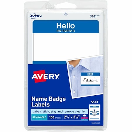 Avery Name Badge Stickers "Hello My Nam, PK100 5141