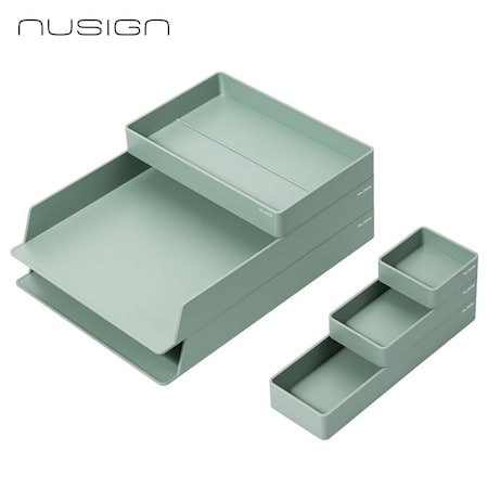 Deli NUSIGN Modular Desk Organizer Set, Rounded Corners, Green ENS001