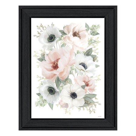 Homeroots Peony Floral Block Black Framed Print Wall Art 529830