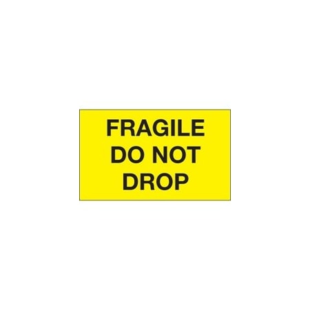 Bubblefast 3 x 5'' - ''Fragile - Do Not Drop'' Fluorescent Yellow Labels BFDL1198