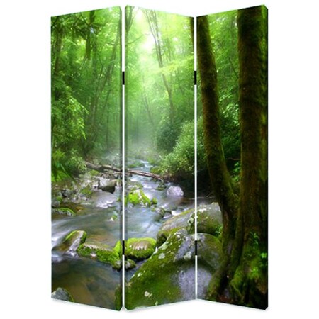 Homeroots 72" Green CanvasFolding Three Panel Screen Room Divider 274623