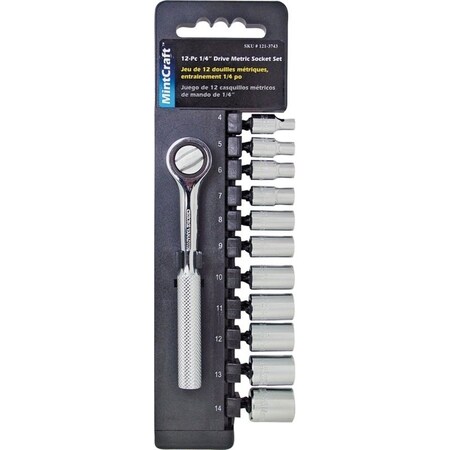 Vulcan Socket Set, Chrome Vanadium Steel, Chrome, 1213743-OG 12PC-2