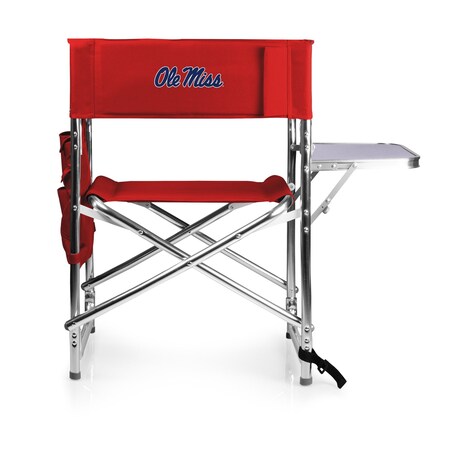 Picnic Time Family Of Brands NCAA Ole Miss Rebels Sports Chair with Side Table - Beach Chair - Camp Chair for Adults, Red 809-00-100-374-0