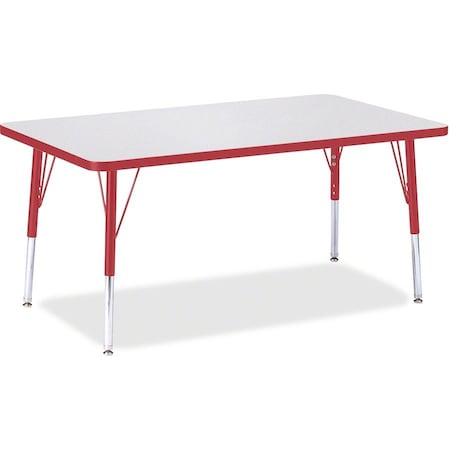 Jonti-Craft Berries Rectangle Activity Table, 30 in. x 48 in., E-height, Freckled Gray/Red/Gray 6473JCE008