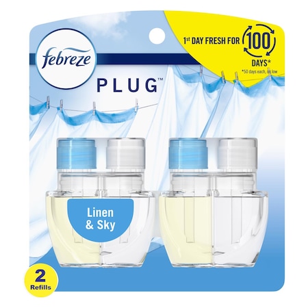 Febreze Plug Linen and Sky Scent Air Freshener Oil Refill 1.75 oz Liquid 2 pk 80363231