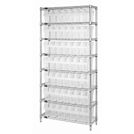 Quantum Storage Systems WIRE SHELVING UNIT W/49 BINS CLEAR WR8-805CL