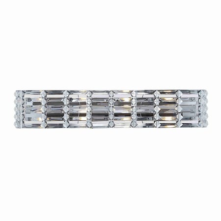 Jonathan Y Evelyn Crystal Rectangle 31.75" 4-Light Iron/Crystal Glam Modern LED Vanity Light, Chrome JYL7541A