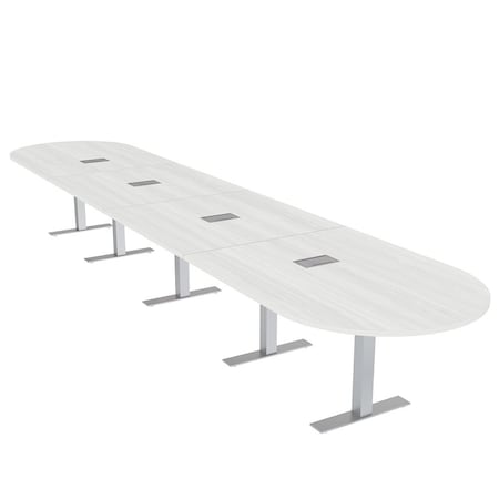 Skutchi Designs 20ft Racetrack Conference Table With Power | Harmony Series | 20 Person Meeting Room Table HAR-RAC-48X240-T-WA7976-ESIL