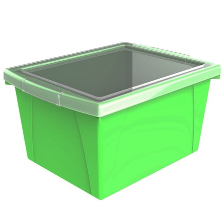 Storex 4 Gallon Storage Bin with Lid, Green 61408U06C