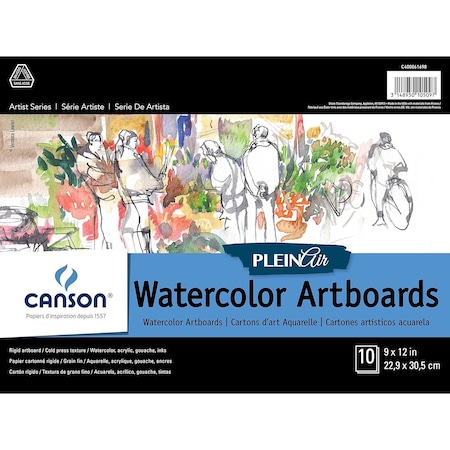 Canson Artist Series Montval Plein Air Watercolor Board, Foldover Binding, 10 Sheet, 9x12 inch C400061698