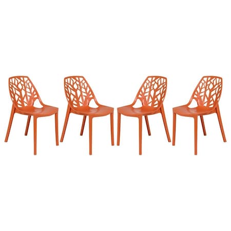 Leisuremod Modern Cornelia Dining Chair, Solid Orange, 4PK C18OR4