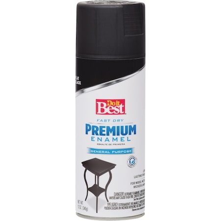 Do It Best Premium Enamel 12 Oz. Flat Spray Paint Black 203463D