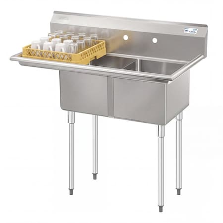 Koolmore 2 Compartment Stainless Steel Commercial Kitchen Prep & Utility Sink with Drainboard SB141611-12L3