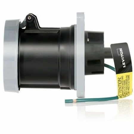 Leviton Pin & Sleeve Receptacle, 60 A, 600V AC, Three Phase, 3 Pole, IEC Grounding, Black 460R5WLEV