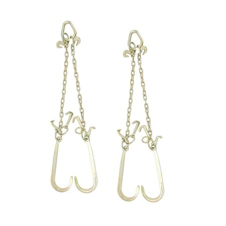 Mytee Products 5/16 inx3 ft Leg G70 V-Chain Bridle Tow w/ 15 in J Hook T-J Grab Hooks 4700 # WLL, 2PK CH5163V-J-TJ-GHx2