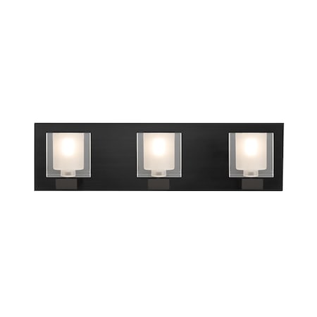 Besa Lighting Besa, Bolo Vanity, Clear/Frost, Black Finish, 3x3W LED 3WF-BOLOFR-LED-BK