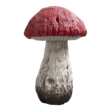 Homeroots 15in Red And White Polyresin Mushroom Outdoor Statue 523601