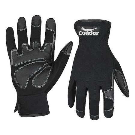 Zoro Select Mechanics Gloves, Clarino/PVC Grip/Wear Panels Palm, S, Black (Formerly Condor) 2XRR8
