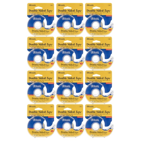 Bazic Products Double Sided Permanent Tape with Dispenser, 3/4in. x 500in., 12PK 930