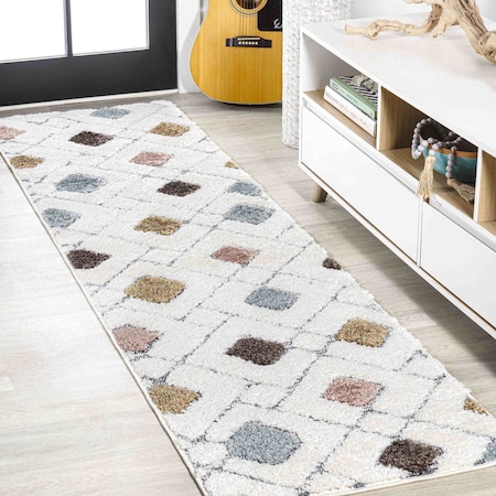 Jonathan Y Astrid Retro Trellis High-Low Multi/Cream 2 ft. x 8 ft. Runner Rug SNT103A-28